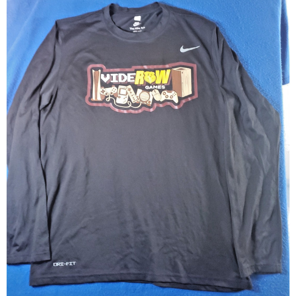 Nike The Nike Tee Dri-fit Blavk T-Shirt Men's Size Large Video Raw Games